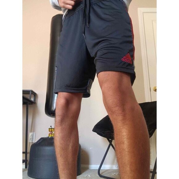 Adidas Other - Adidas Vintage Rare Silky Soccer Shorts Sports Black Red Medium